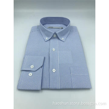 Good Price Button Collar Blue Stripes Dress Shirts